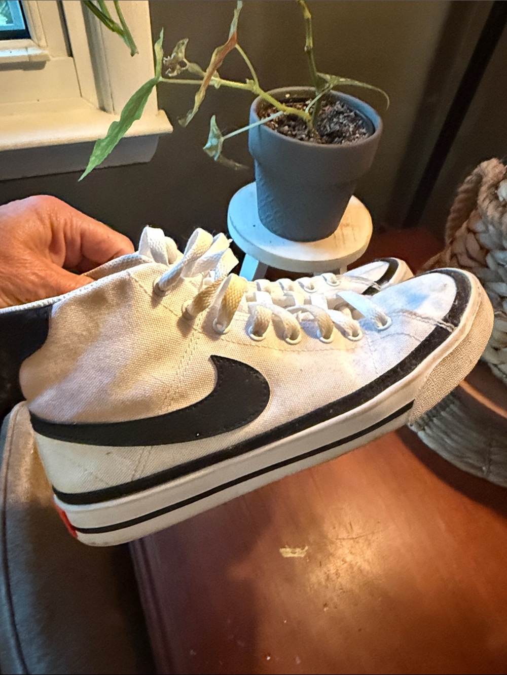Nike Kids White and Black High-Top Sneakers